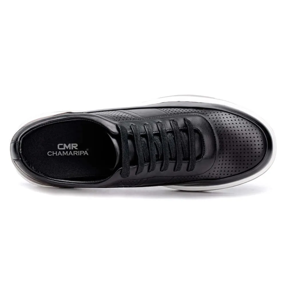 6 CM / 2.36 Inches - CMR CHAMARIPA Height Enhancing Shoes - Men's Shoes Make You Look Taller - Black Leather Casual Men Shoes Taller