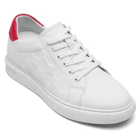 7 CM/2.76 Inches CMR CHAMARIPA White Cowhide Leather Elevator Sports Shoes for Men - Elevate Your Casual