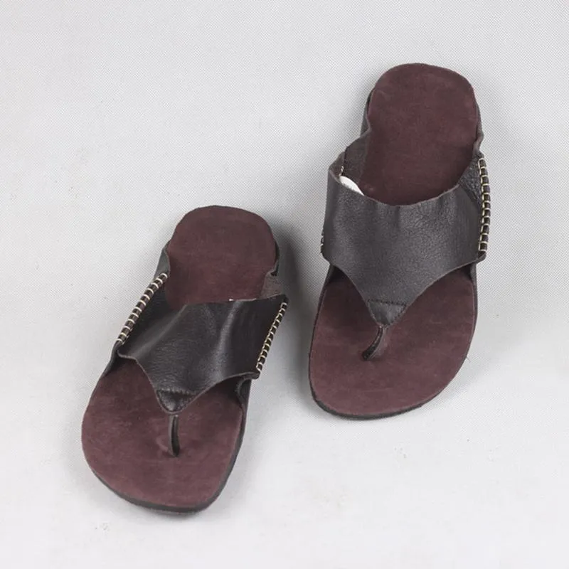 Comfy Leather Sandals Soft Casual Flip Flops Slippers