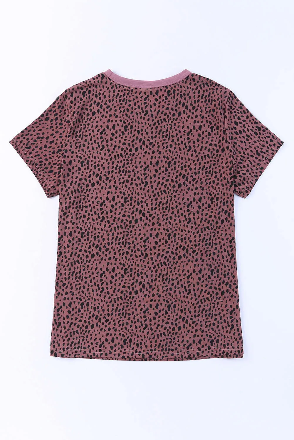 Grey Cheetah Print Casual Crew Neck T Shirt