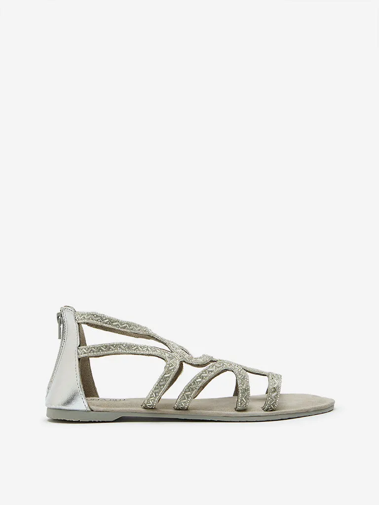 LUNA BLU Silver Embellished Sandals