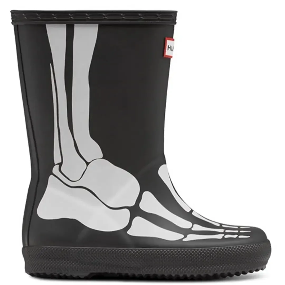 Skeleton Children's Wellington Boots - Black by Hunter