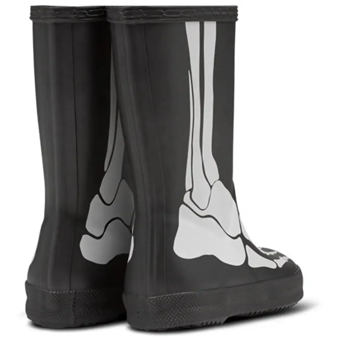 Skeleton Children's Wellington Boots - Black by Hunter