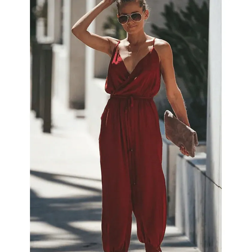 Women's Sexy Casual Daily V Neck Jumpsuit